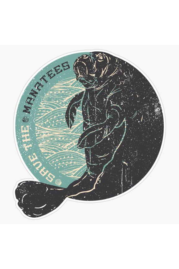 Save The Manatees Logo Ocean Wildlife Conservation Sticker