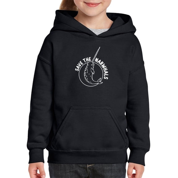 Save The Narwhals Hoodie Juniors -Smartprints Designs, Large