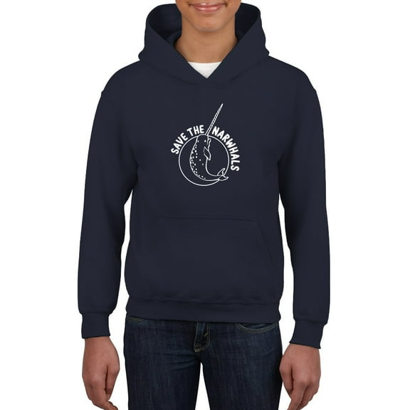 Save The Narwhals Hoodie Juniors -Smartprints Designs, Large