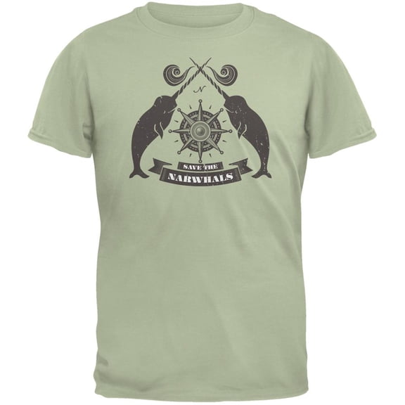 Save The Narwhals Serene Green Adult T-Shirt - Small