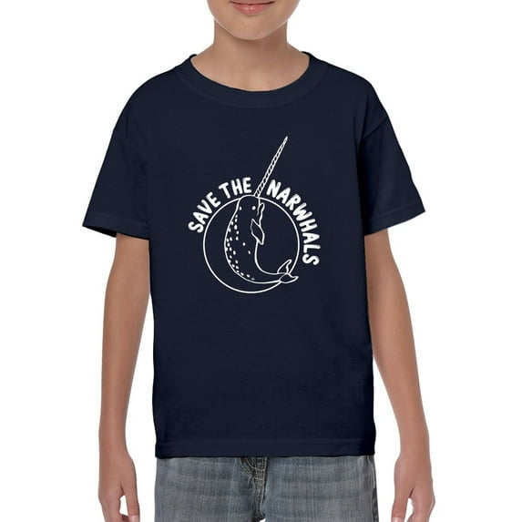 Save The Narwhals T-Shirt Juniors -Smartprints Designs, x-Large