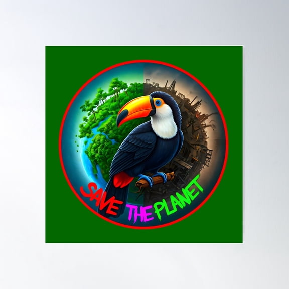 Save The Planet - Eco-Friendly Message For Change Poster Wall Art, Modern Wall Decor For Living Room Bedroom, 17x17 UNFRAMED