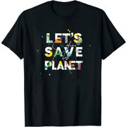 Save The Planet Save The Earth Distress Casual Womens T Shirt Black S
