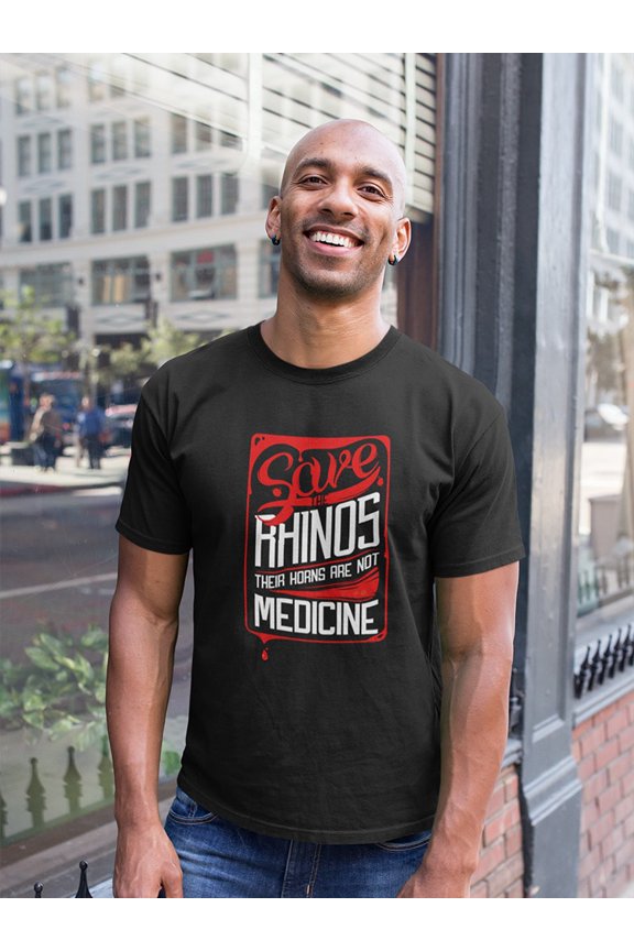 Save The Rhino Emblem T-Shirt Men -Image by Shutterstock, Male Medium