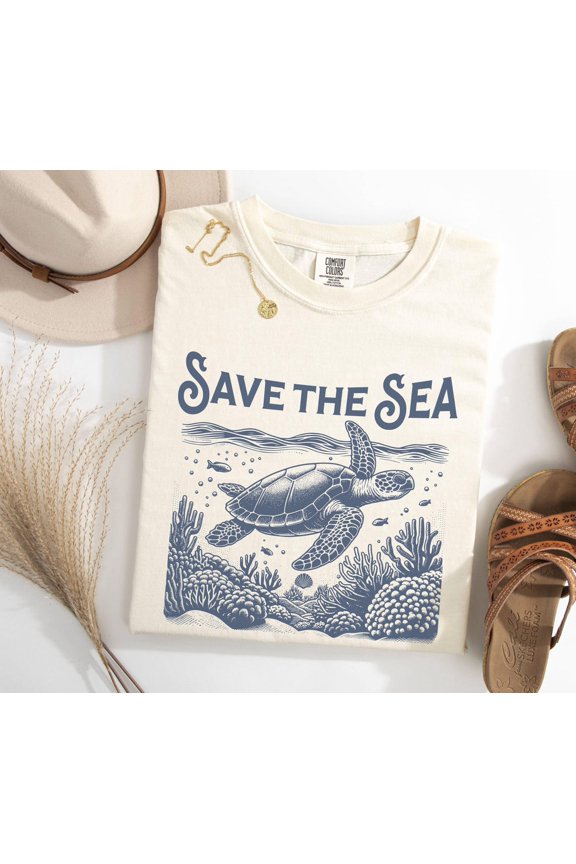 Save The Sea Animals 90S Vintage Style Y2K Ocean Turtle Animal Lover T-Shirt
