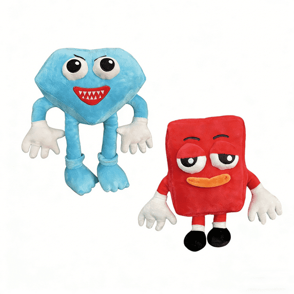 Save The Shapes Red Rectangle & Diamond Plush Toys, Cute Geometric Shapes Stuffed Plushie Doll, Brithday Gifts for Fans