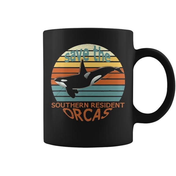 Save The Southern Resident Orcas Retro Drawing Coffee Mugs