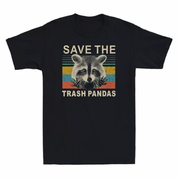 Save The Trash Pandas Funny Racoon Animal Lover Vintage Men's T-Shirt Cotton Top All Size S-3XL