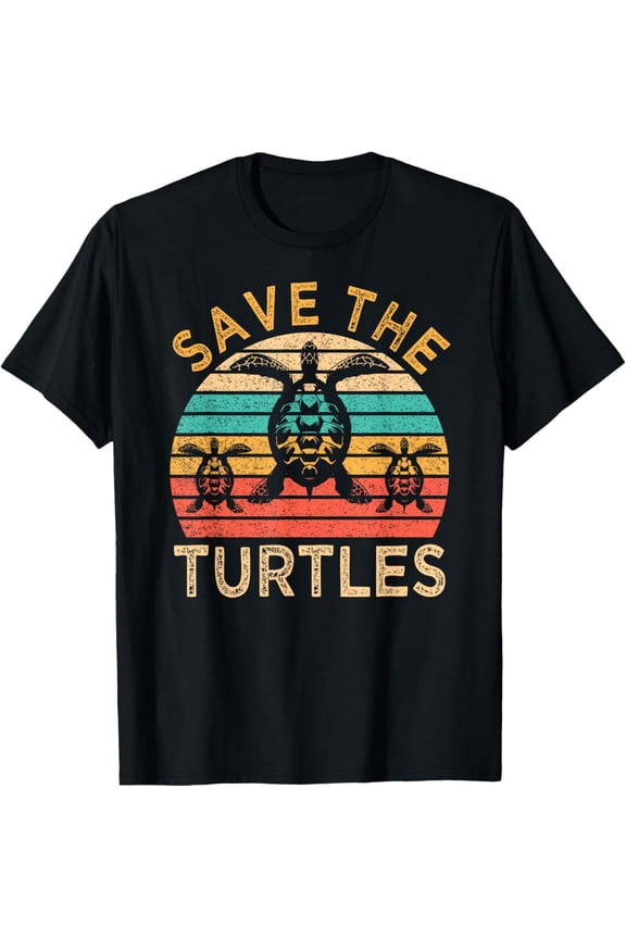 Save The Turtles Animal Rights Retro Style Sea Turtle T-Shirt