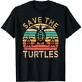 thumbnail image 1 of Save The Turtles Animal Rights Retro Style Sea Turtle T-Shirt, 1 of 3