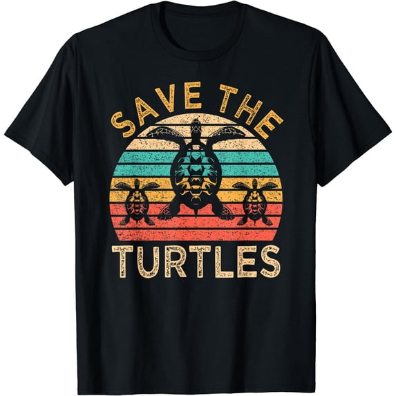 Save The Turtles Animal Rights Retro Style Sea Turtle T-Shirt