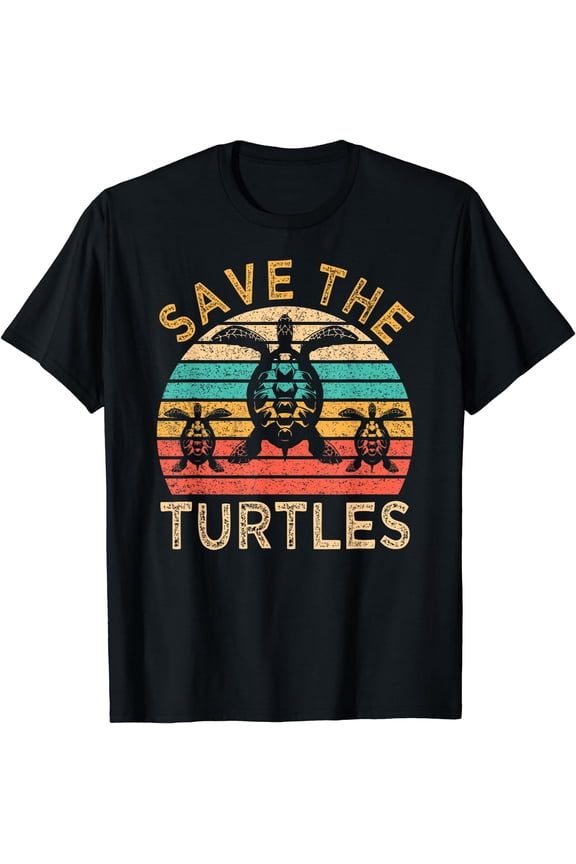 Save The Turtles Animal Rights Retro Style Sea Turtle T-Shirt