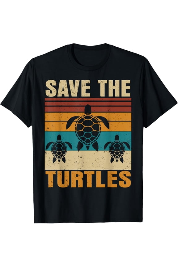 Save The Turtles Animal Rights Retro Style Sea Turtle Vintage Design Turtle Lovers T-Shirt
