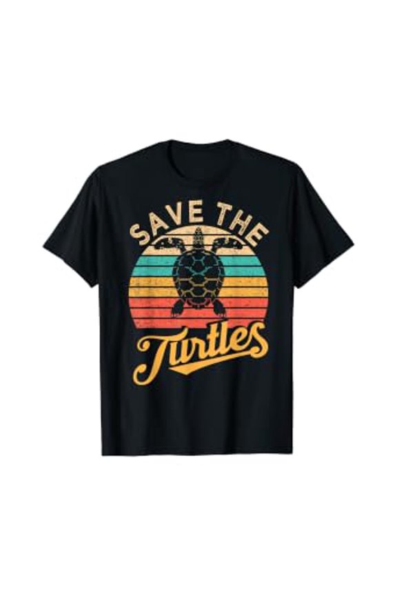 Save The Turtles Animal Rights Sea Turtle Retro Style Gift T-Shirt