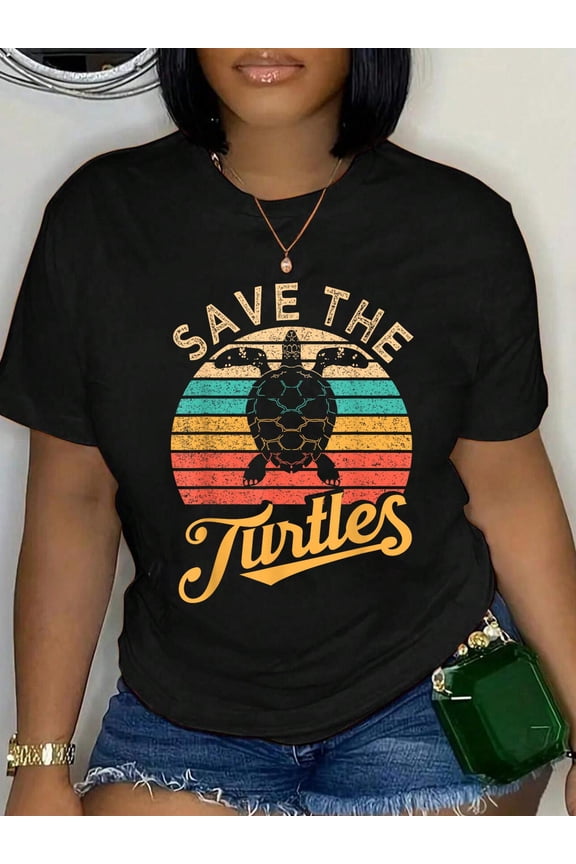 Save The Turtles Animal Rights Sea Turtle Retro Style Gift T-Shirt