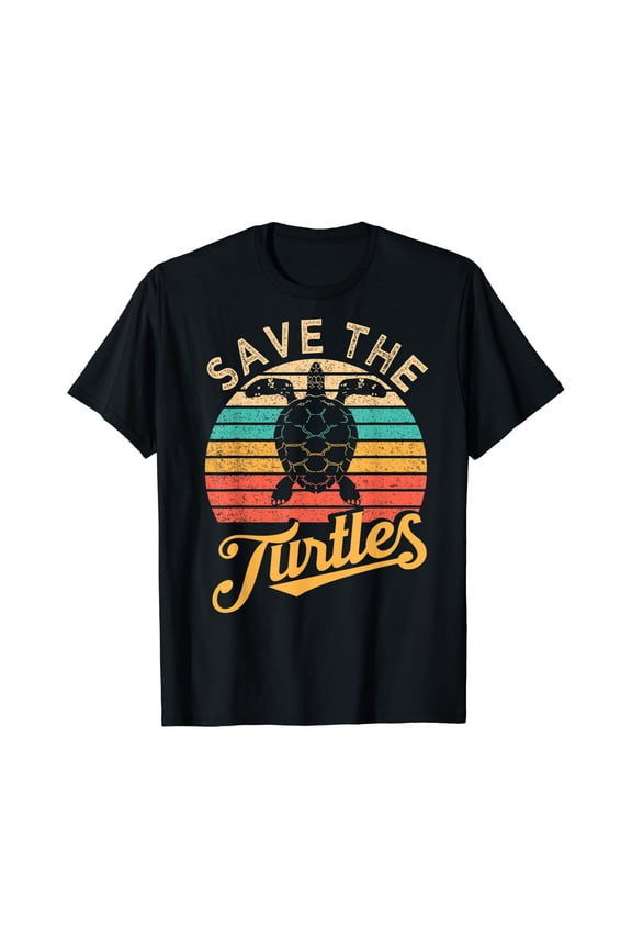 Save The Turtles Animal Rights Sea Turtle Retro Style Gift T-Shirt
