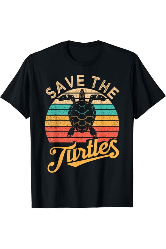 Save The Turtles Animal Rights Sea Turtle Retro Style Gift T-Shirt