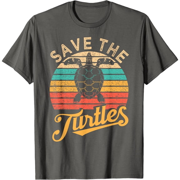 Save The Turtles Animal Rights Sea Turtle Retro Style Gift Unisex T-Shirt for Men Women Kids Toddler,Charcoal Color,Size 3T