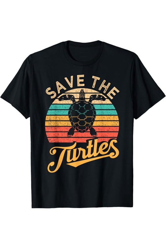 Save The Turtles Animal Rights Sea Turtle Retro Style Gift Unisex T-Shirt