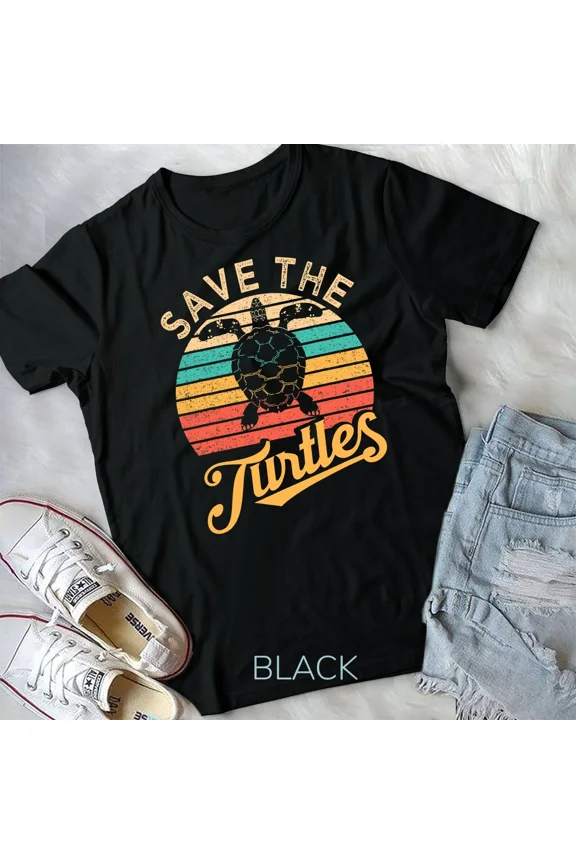 Save The Turtles Animal Rights Sea Turtle Retro Style Gift Unisex T-shirt