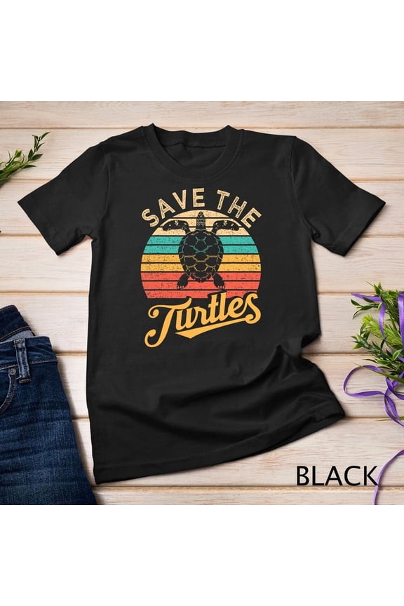 Save The Turtles Animal Rights Sea Turtle Retro Style Graphic Tee,for unisex up to 5XL