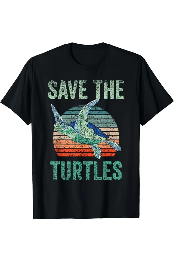 Save The Turtles Animal Turtle Pet Lover T-Shirt Gift for Dad, Mom, Daughter, Co