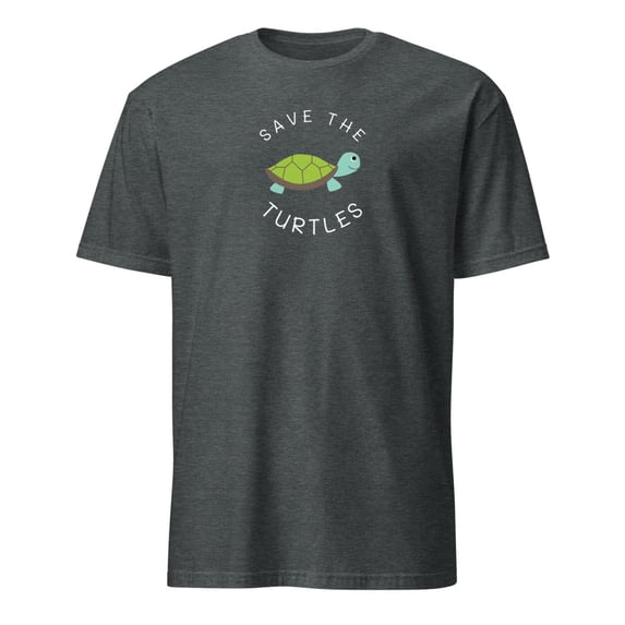 Save The Turtles Cute Animal Lover Ocean Conservation T-Shirt (Dark Heather, XL)