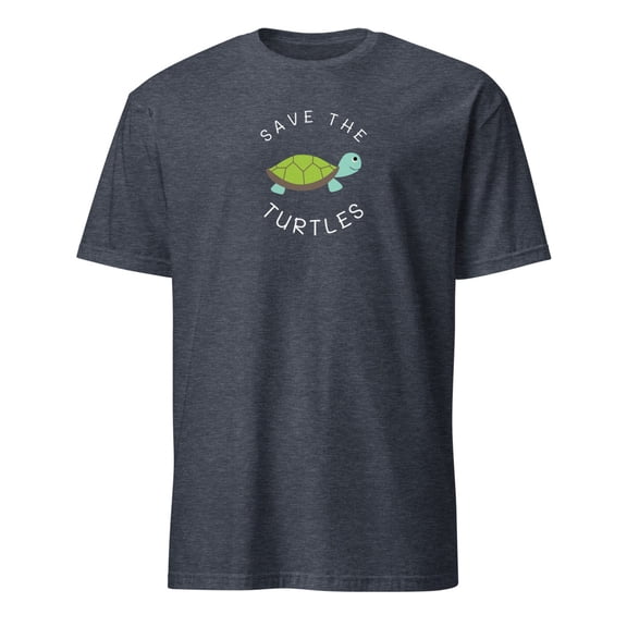 Save The Turtles Cute Animal Lover Ocean Conservation T-Shirt (Heather Navy, XL)