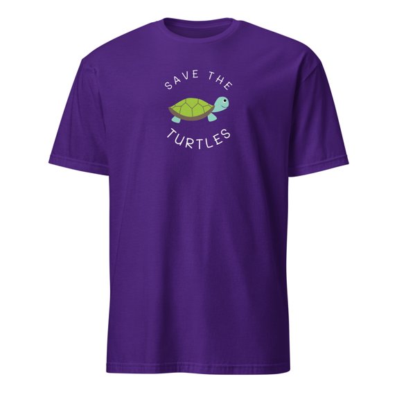 Save The Turtles Cute Animal Lover Ocean Conservation T-Shirt (Purple, S)