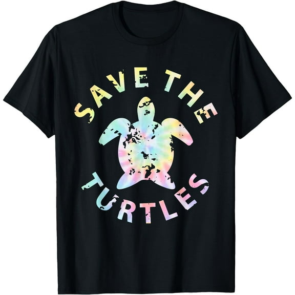 Save The Turtles Tie Dye Unisex T-Shirt for Men Women Kids Toddler,Black Color,Size 3T