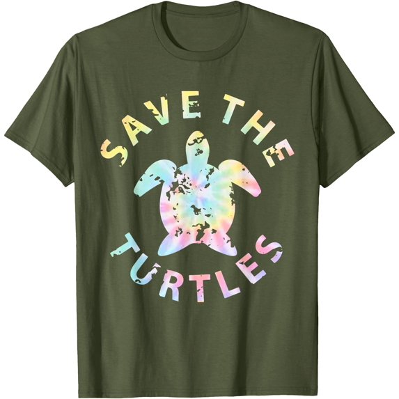 Save The Turtles Tie Dye Unisex T-Shirt for Men Women Kids Toddler,Military Green Color,Size YS