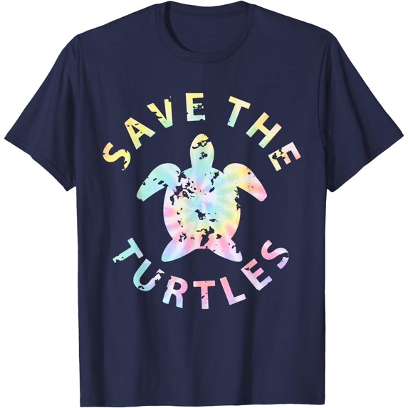 Save The Turtles Tie Dye Unisex T-Shirt for Men Women Kids Toddler,Navy Color,Size M