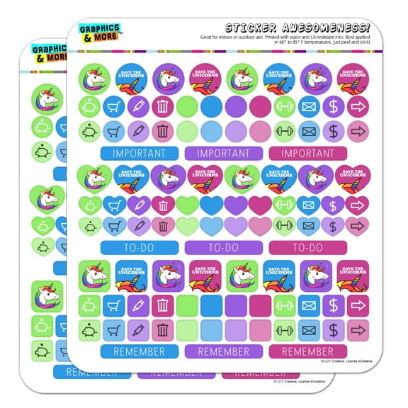 Save The Unicorns Rainbow Funny Humor Planner Calendar Scrapbooking Crafting Sticker Set
