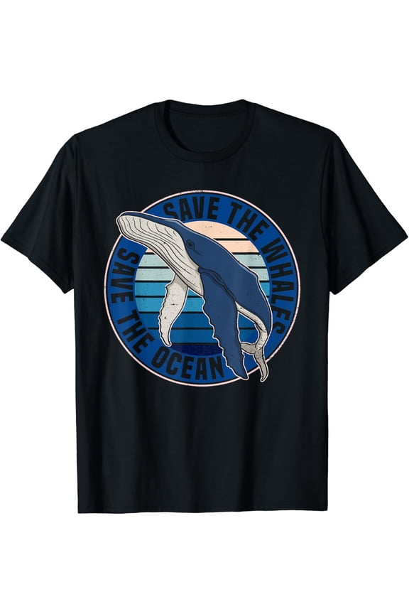 Save The Whales Save The Ocean Whale Lover Retro T-Shirt