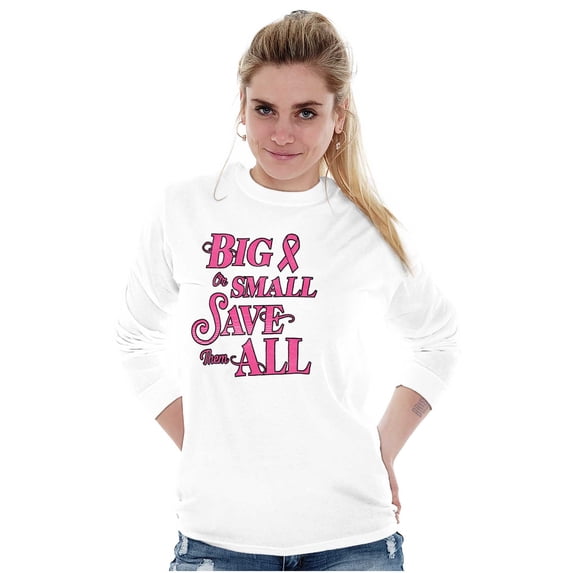 Save Them All Breast Cancer Awareness Women Plus Size Long Sleeve Graphic Tee Brisco Brands 2X