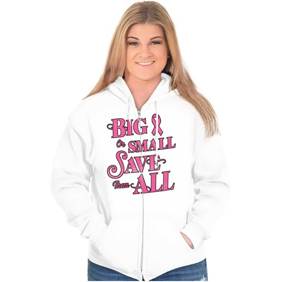 Save Them All Breast Cancer Awareness Zip Hoodie Sweatshirt Women Brisco Brands S
