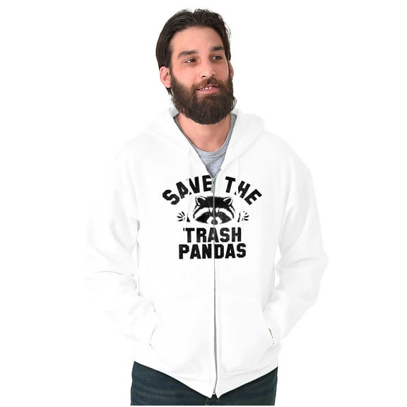 Save Trash Pandas Funny Raccoon Pun Zip Up Hoodie Men's Women's Brisco Brands X