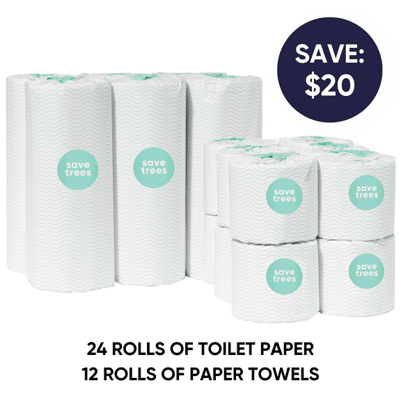 Save Trees Toilet Paper and Paper Towels Box - 24 Bamboo Toilet Paper Rolls, 12 Bamboo Paper Towels