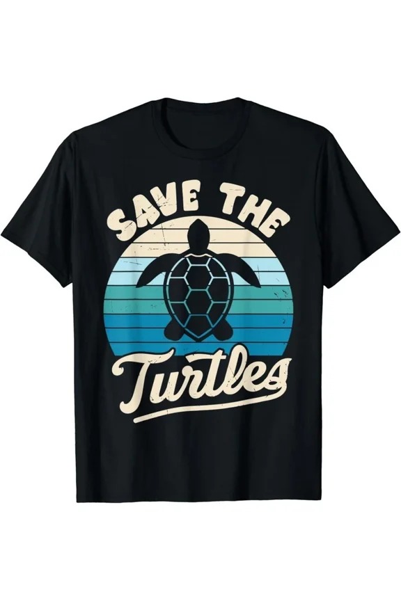 Save Turtles Sea Retro Graphic Earth Day Awareness Unisex T-Shirt