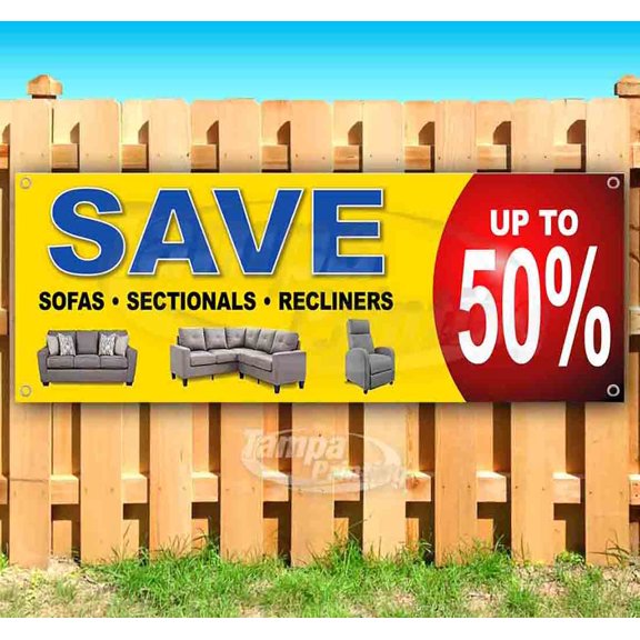 Save Up To 50% Sofa Sectionals 13 oz Vinyl Banner With Metal Grommets