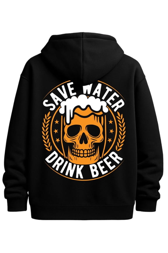 Save Water, Drink Beer hoodies & sweatshirt funny humor men's polyester black Casual Solid Basic Hooded Sweatshirt Streetwear For Winter Fall, As Gifts streetwear funny humor
