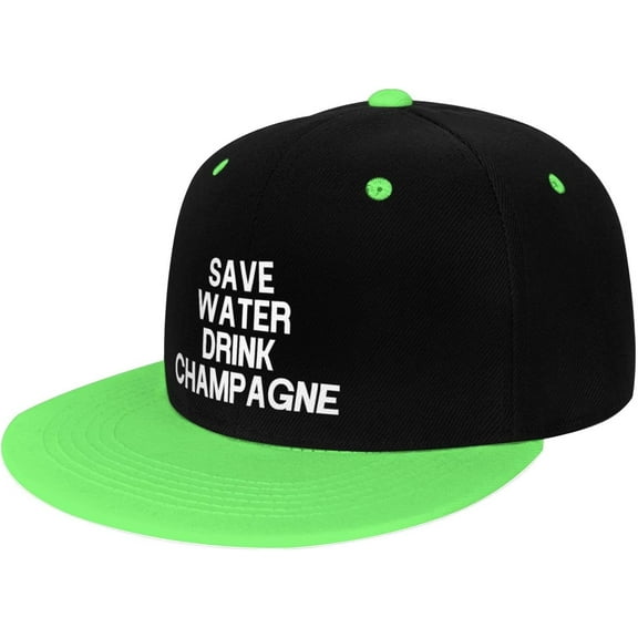 Save Water Drink Champagne Flat Brim Baseball Cap,Classic Snapback Hats Adjustable Trucker Hat for Men & Women