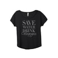 thumbnail image 1 of Save Water Drink Champagne Women's Fashion Slouchy Dolman T-Shirt Tee Heather Black 3X-Large, 1 of 3