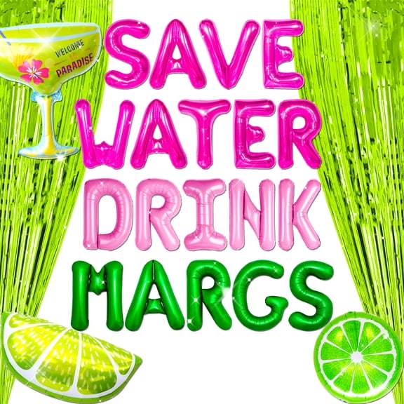 Save Water Drink Margs Tropical Cocktail Party Decor Set - Vibrant Photo Props for Summer Birthdays & Girls' Nights