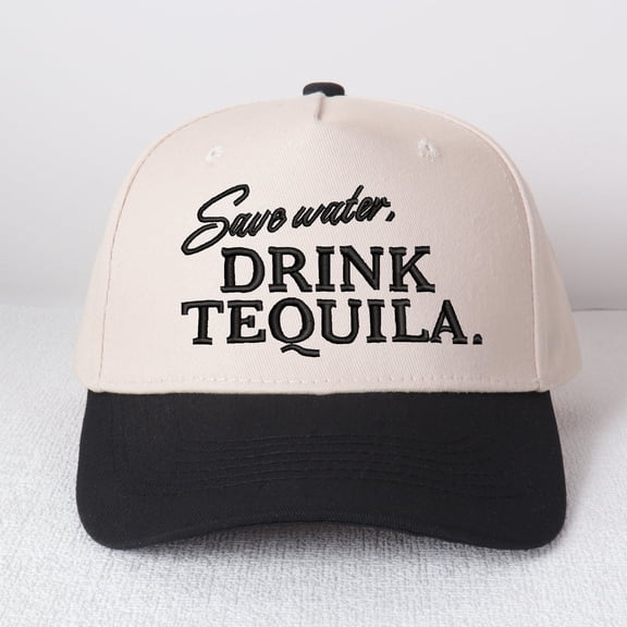 Save Water Embroidered Color Block Baseball Cap | Adjustable Sun Protection Hat, Casual Unisex Travel Essential