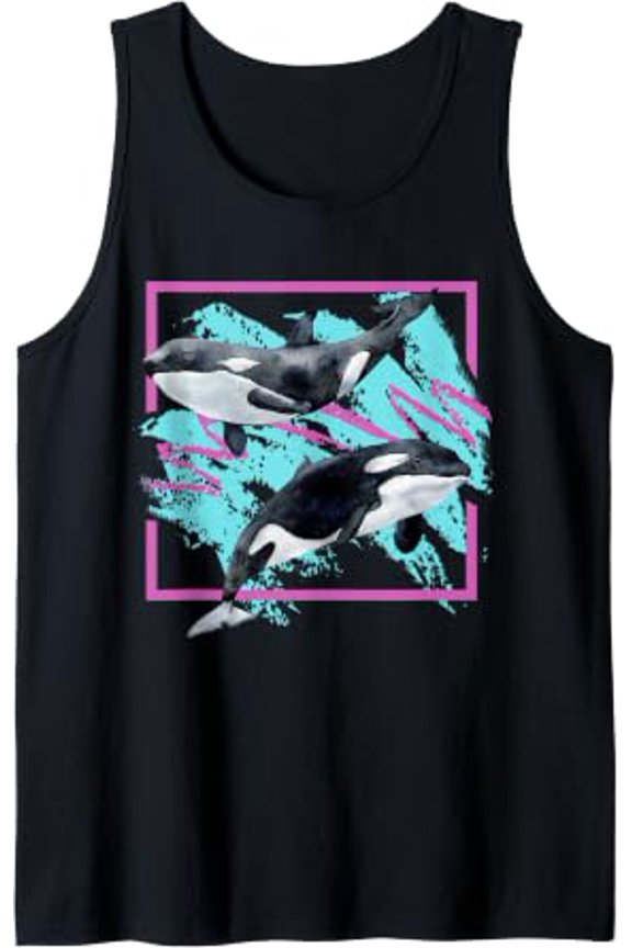 Save Whales 90S Orca Ocean Animals Chart Mammals Guide Eco Tank Top Size S-3XL
