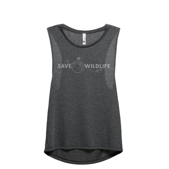 Save Wildlife Women's Fashion Sleeveless Muscle Workout Yoga Tank Top Charcoal Grey Large