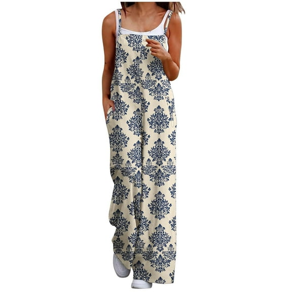 Save On Women's Floral Boho Jumpsuits Wide Leg Overalls Baggy Beach Vacation Rompers Loose Fit formal Trendy Pants Holiday Beach Jumpsuit Trends 2025 Summer