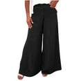 thumbnail image 1 of Save On Womens Cotton Linen Pants Summer Drop Crotch Trouser High Waisted Palazzo Pants Baggy Stretchy Wide Leg Boho Sweatpants Hiking Outdoor Beach Holiday Outfits with Pockets, 1 of 6