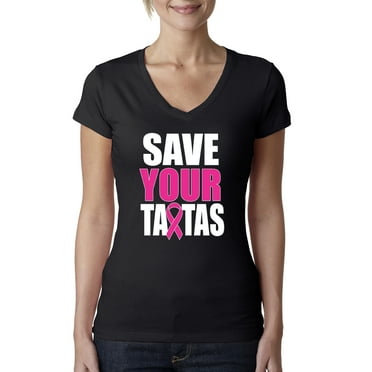 Save Your Awareness Womens Junior Fit V-Neck Tee, Black, Small
